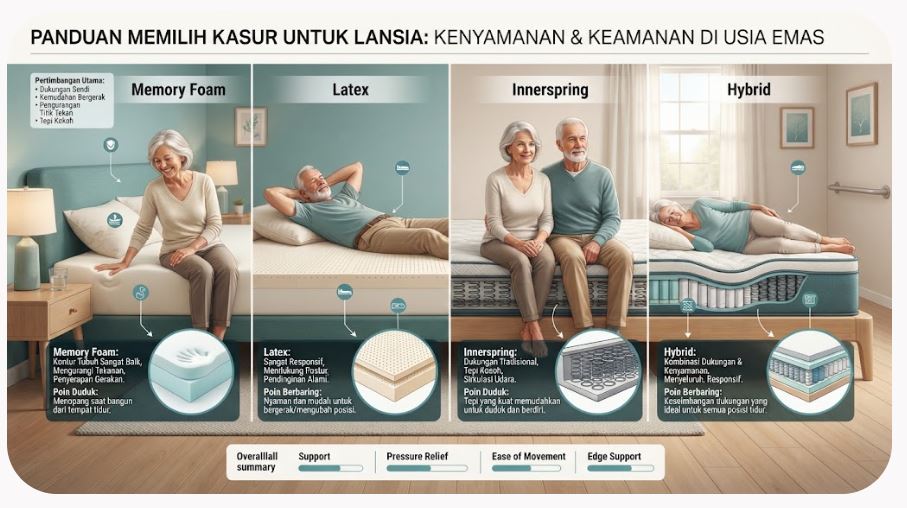 Jangan Asal Empuk, Ini Tips Memilih Kasur yang Tepat untuk Lansia