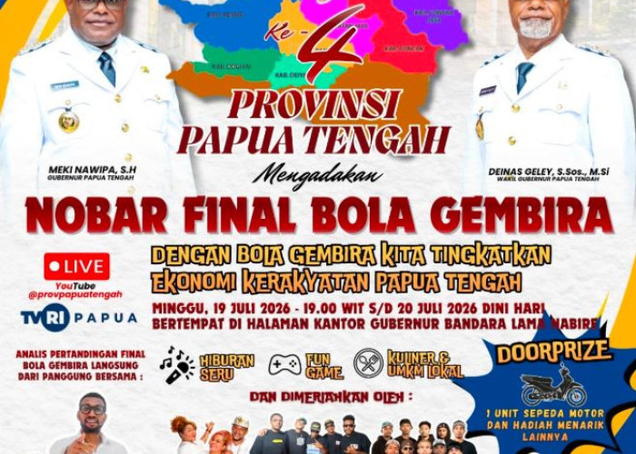 Gubernur Meki Nawipa Ajak Warga Ramaikan Tiga Hari Pesta Rakyat HUT Ke-4 Papua Tengah