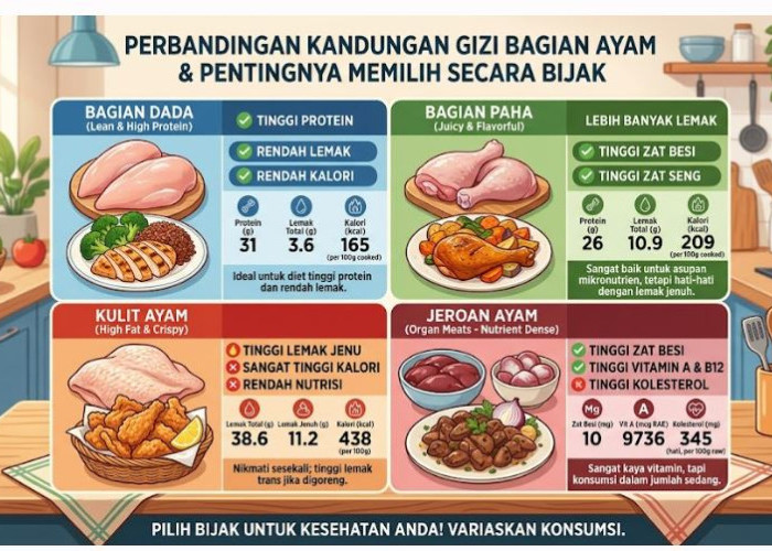 Jangan Asal Makan, Kenali Bagian Ayam yang Kurang Baik Dikonsumsi Terlalu Sering