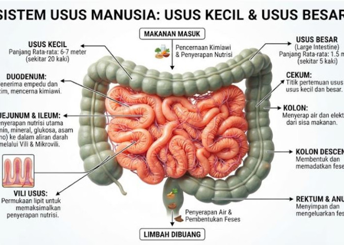 Ternyata Sepanjang Ini! Kenali Panjang Usus Kecil dan Usus Besar dalam Tubuh Manusia